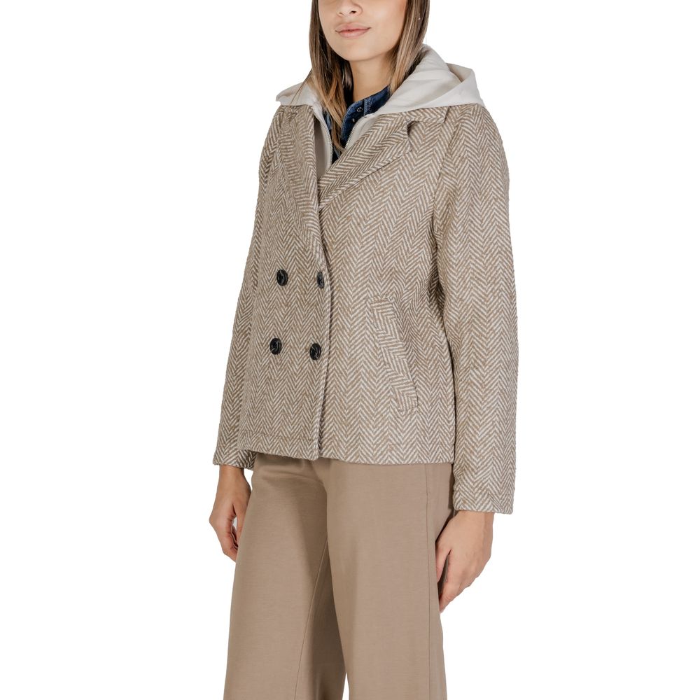 Street One Beige Polyester Jackets &amp; Coat