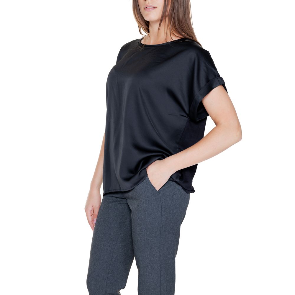 Vila Clothes Black Cotton Tops &amp; T-Shirt