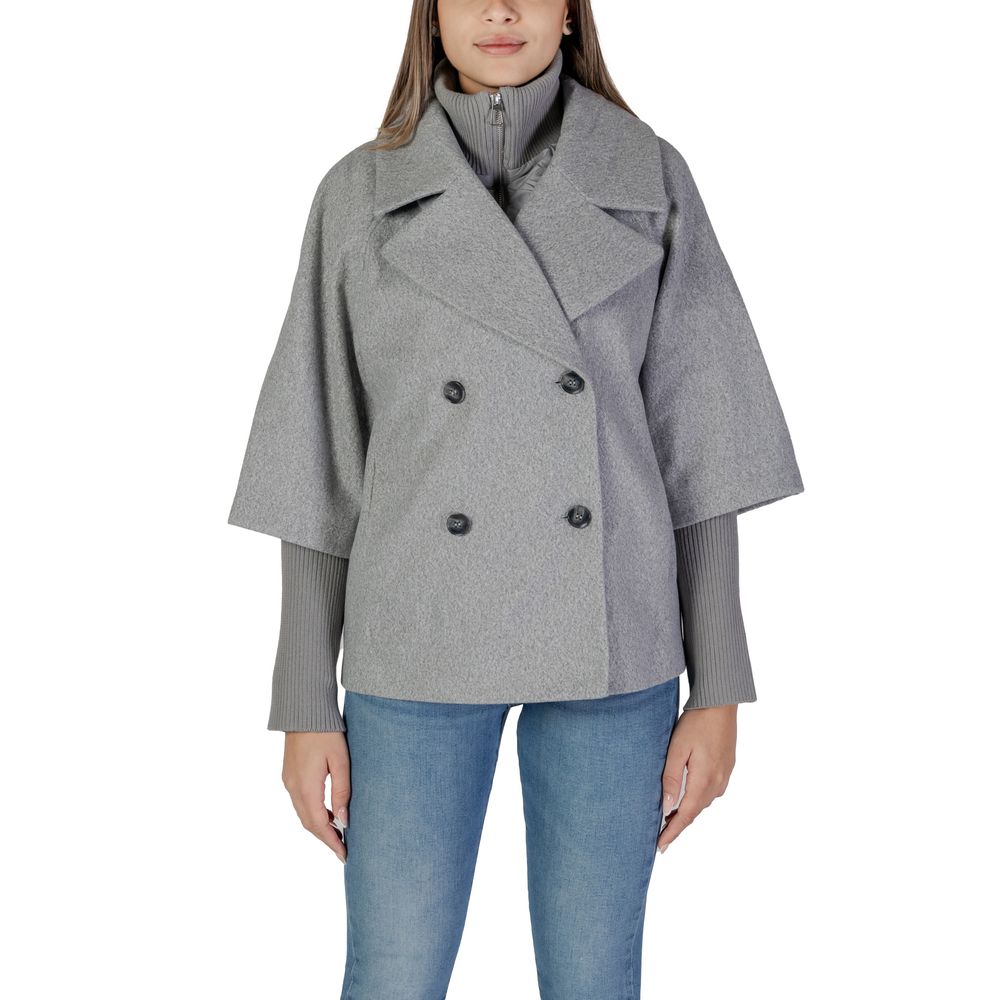 Jacqueline De Yong Gray Polyester Jackets &amp; Coat