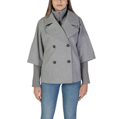 Jacqueline De Yong Gray Polyester Jackets &amp; Coat