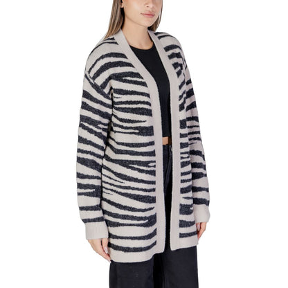 Jacqueline De Yong Gray Nylon Cardigan