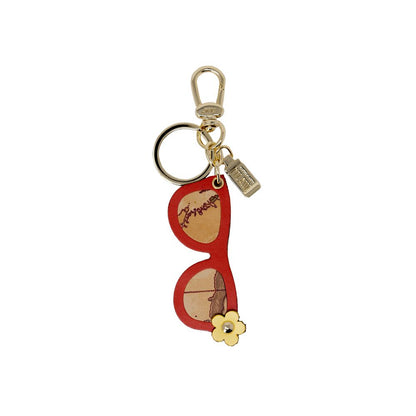 Alviero Martini Prima Classe Beige Leather Keychain