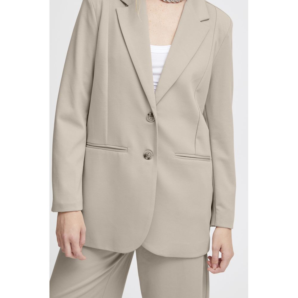 ICHI Beige Recycled Polyester Suits &amp; Blazer