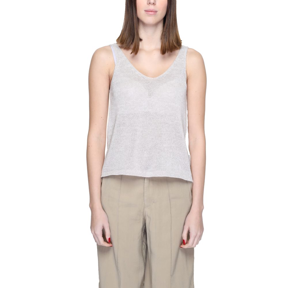 Jacqueline De Yong Beige Recycled Cotton Tops &amp; T-Shirt