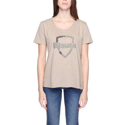 Blauer Beige Cotton Tops &amp; T-Shirt