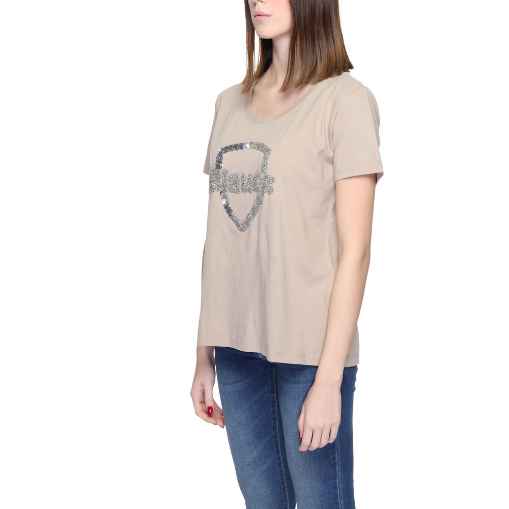 Blauer Beige Cotton Tops &amp; T-Shirt