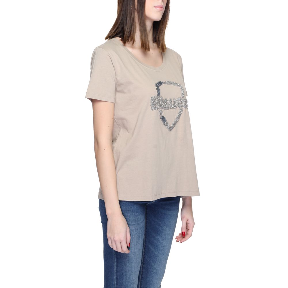 Blauer Beige Cotton Tops &amp; T-Shirt