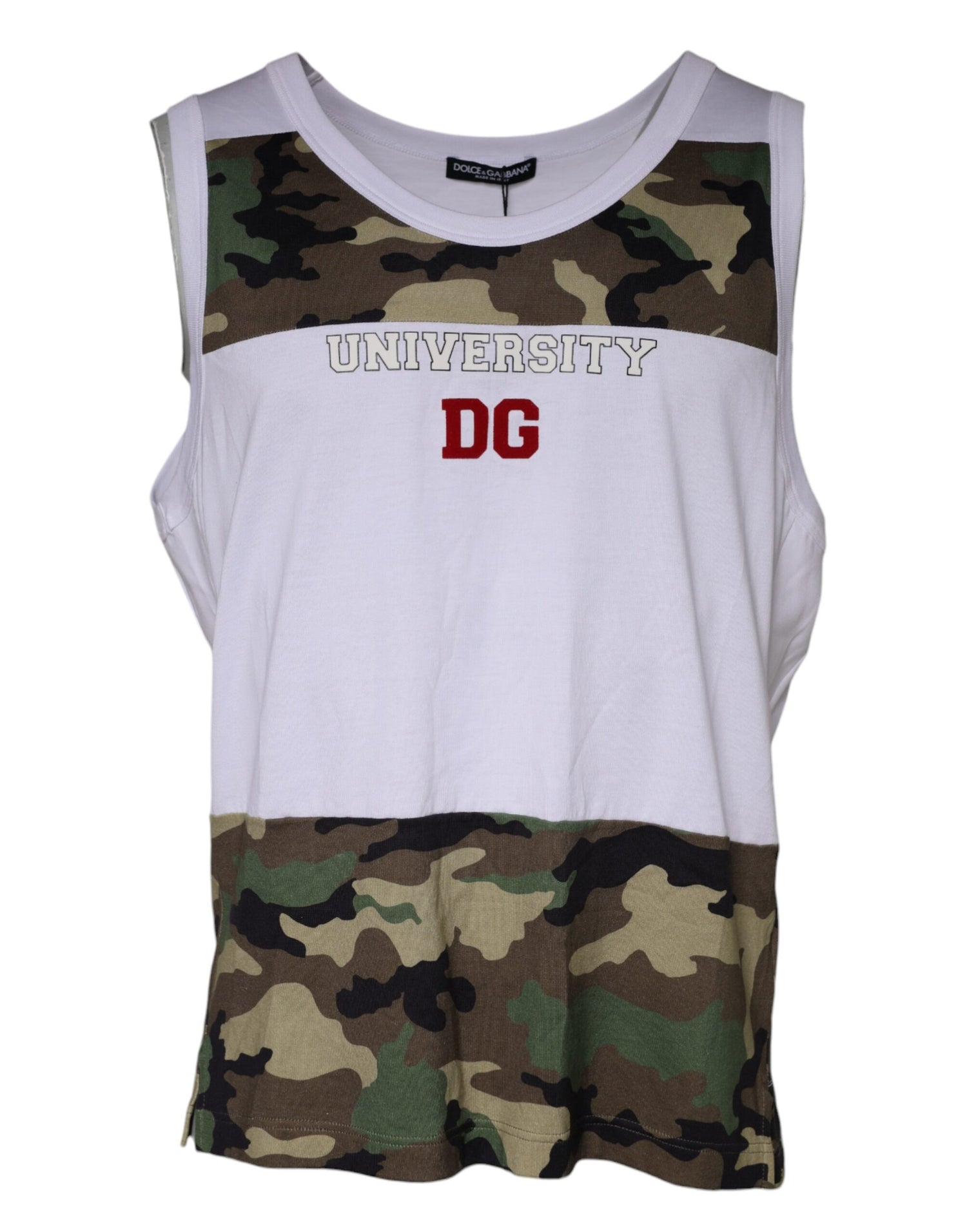 Dolce &amp; Gabbana White Camouflage Tank Sleeveless T-shirt