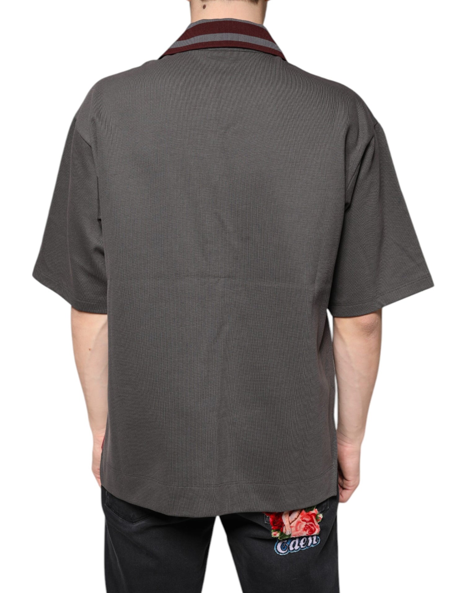 Dolce &amp; Gabbana Gray DG Embroidery Collared Men Polo T-shirt