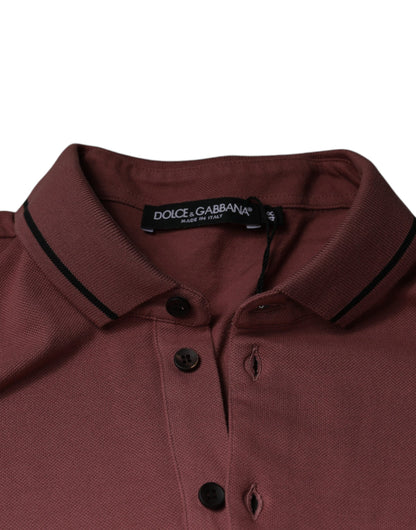 Dolce &amp; Gabbana Pink Crown Embroidery Collared Polo T-shirt