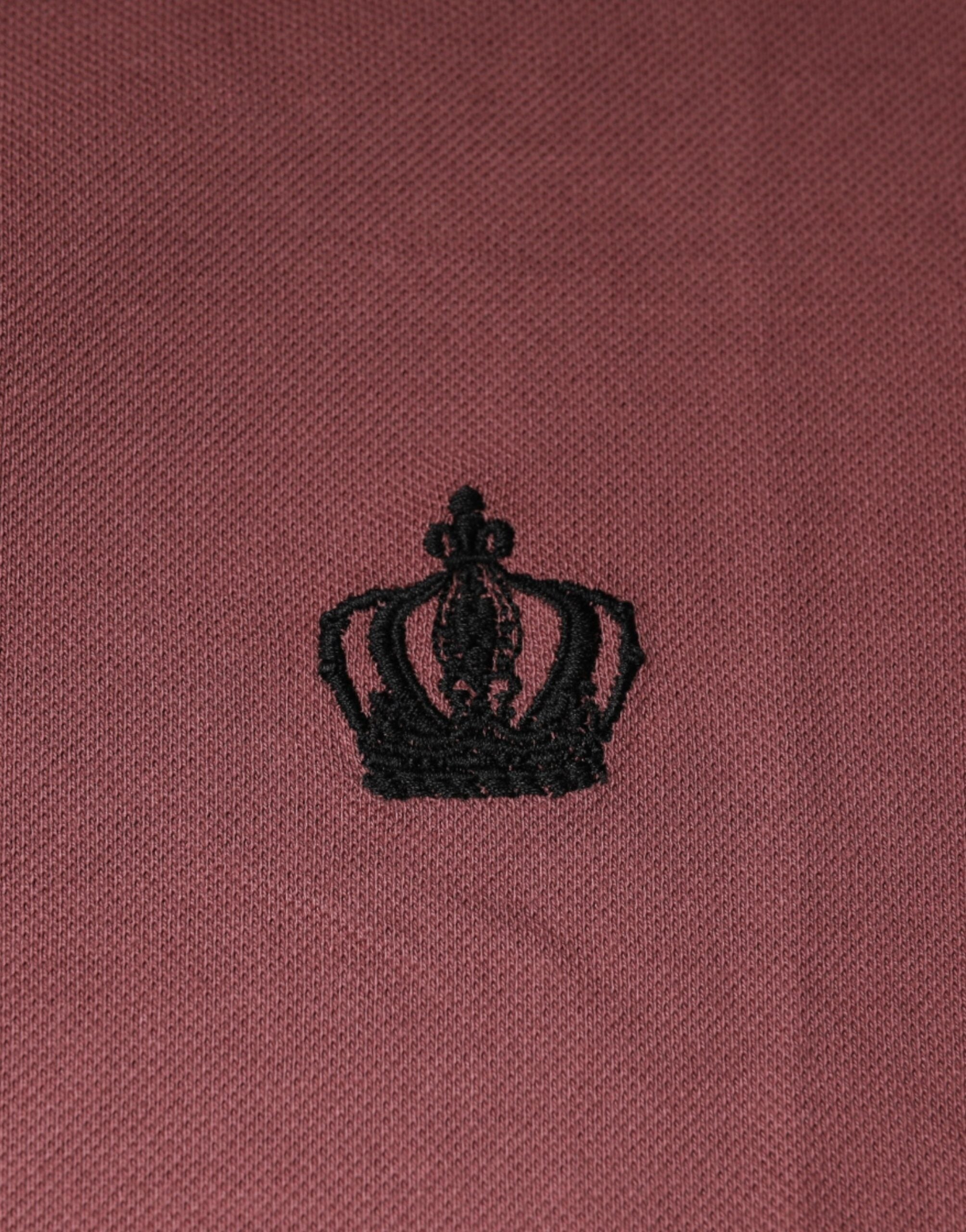 Dolce &amp; Gabbana Pink Crown Embroidery Collared Polo T-shirt