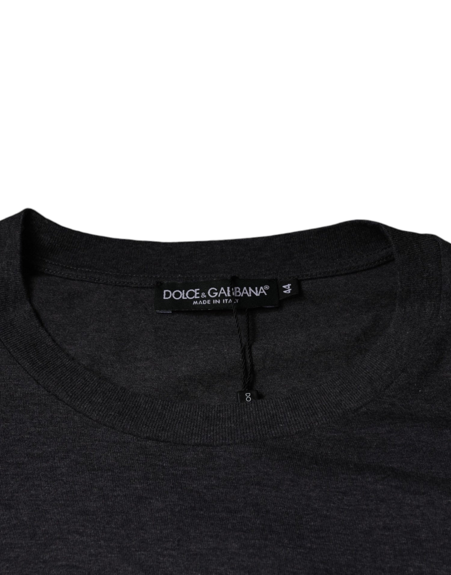 Dolce &amp; Gabbana Gray Logo Patch Cotton Crew Neck T-shirt