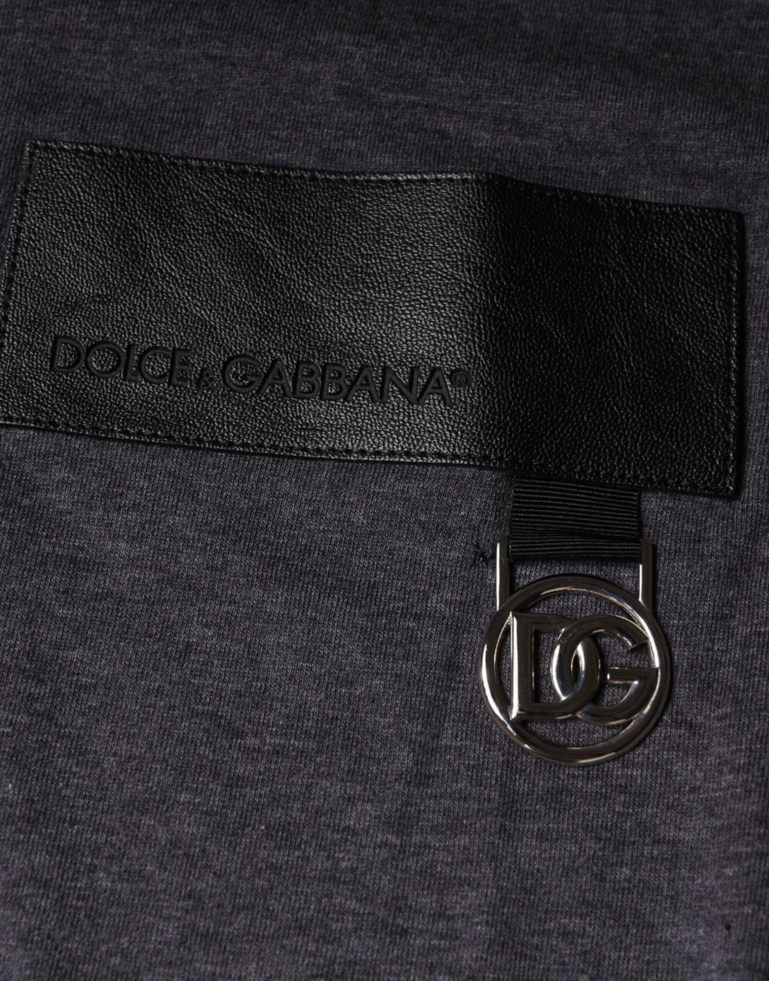 Dolce &amp; Gabbana Gray Logo Patch Cotton Crew Neck T-shirt