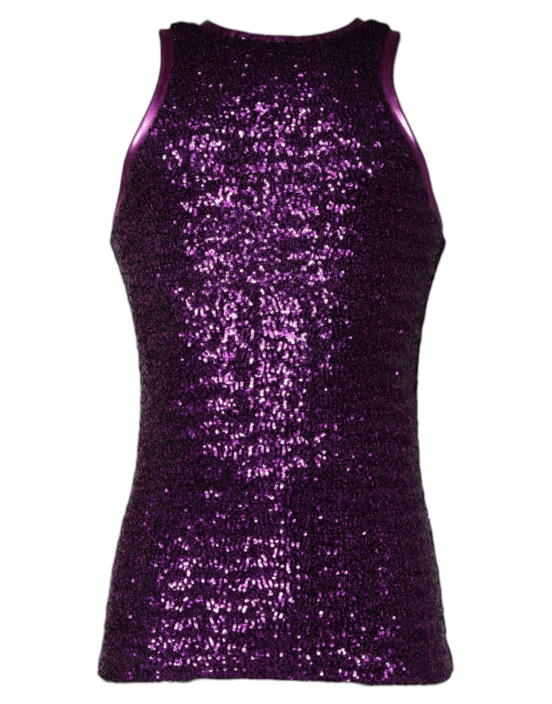 Dolce &amp; Gabbana Purple Sequin Round Neck Sleeveless T-shirt