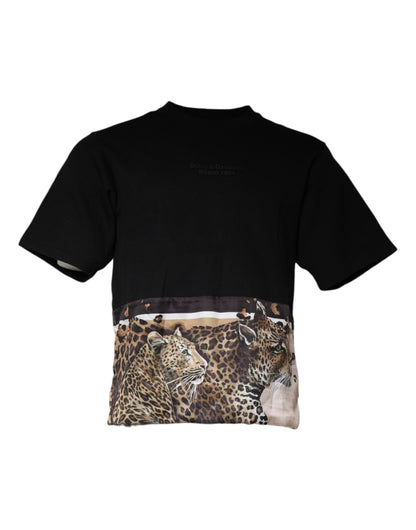 Dolce &amp; Gabbana Black Leopard Cotton Short Sleeves T-shirt