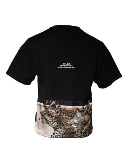 Dolce &amp; Gabbana Black Leopard Cotton Short Sleeves T-shirt