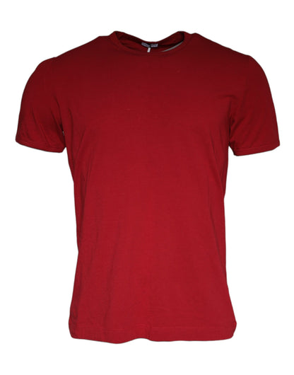 Dolce &amp; Gabbana Red Cotton Round Neck Short Sleeve T-shirt