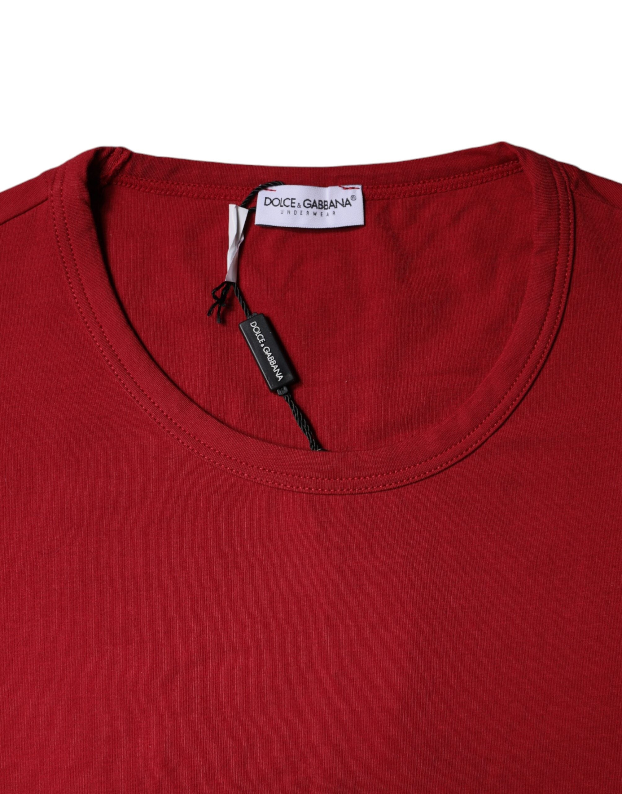 Dolce &amp; Gabbana Red Cotton Round Neck Short Sleeve T-shirt