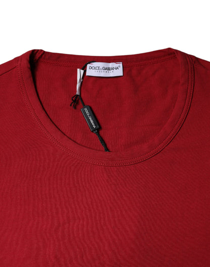 Dolce &amp; Gabbana Red Cotton Round Neck Short Sleeve T-shirt