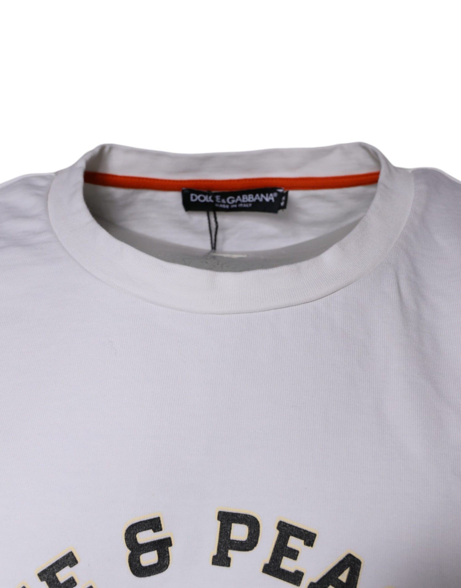 Dolce &amp; Gabbana White Love &amp; Peace Cotton Round Neck T-shirt