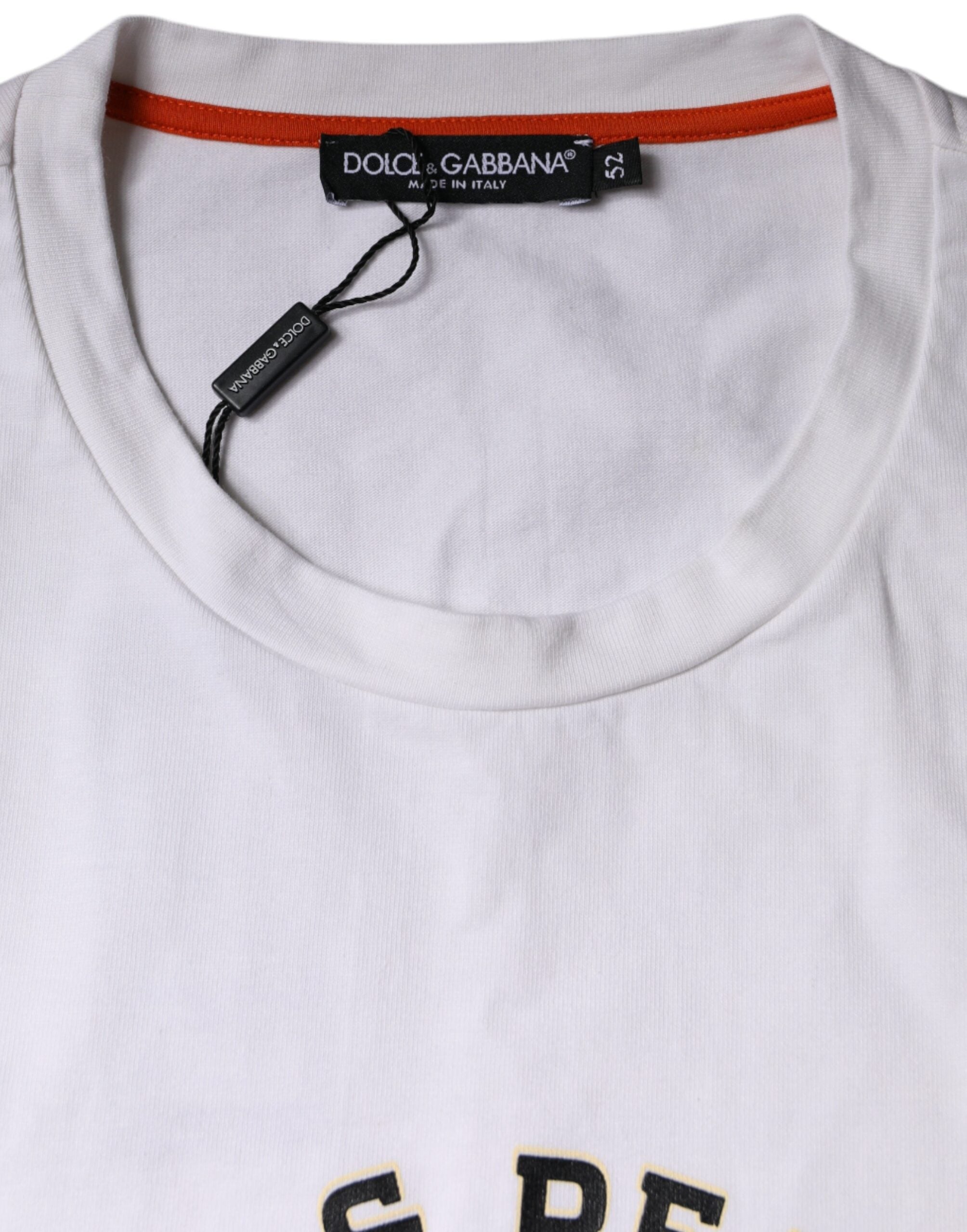 Dolce &amp; Gabbana White Love &amp; Peace Cotton Round Neck T-shirt