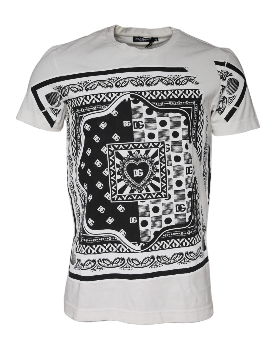 Dolce &amp; Gabbana White Bandana Print Cotton Short Sleeves T-shirt