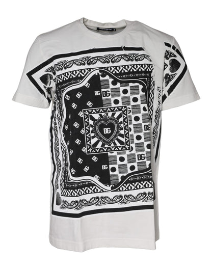 Dolce &amp; Gabbana White Bandana Print Cotton Short Sleeves T-shirt