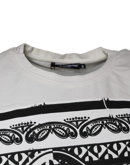 Dolce &amp; Gabbana White Bandana Print Cotton Short Sleeves T-shirt