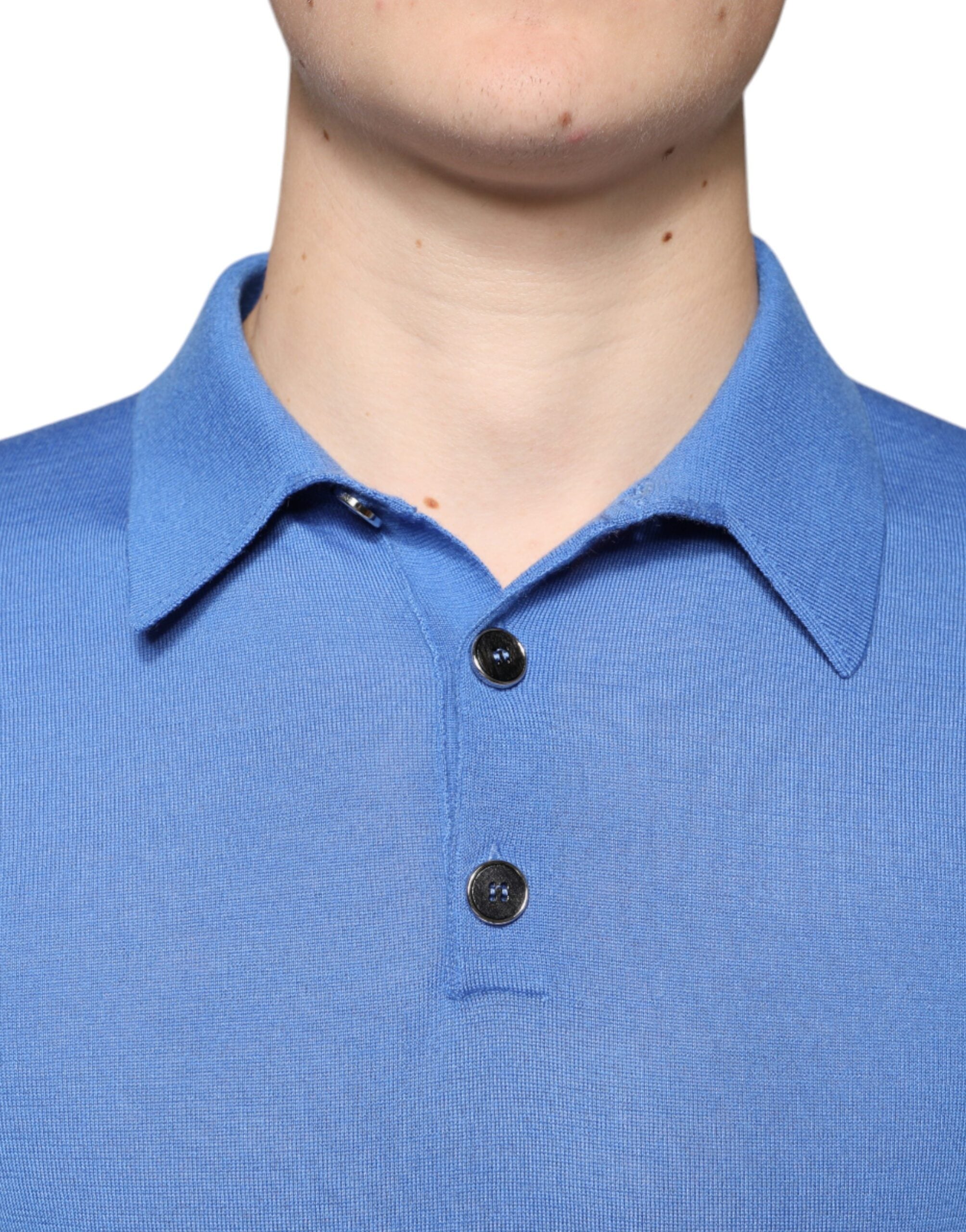 Dolce &amp; Gabbana Blue Cashmere Short Sleeves Men Polo T-shirt