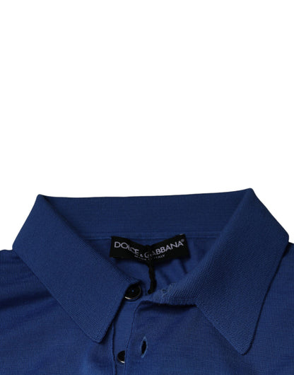 Dolce &amp; Gabbana Blue Cashmere Short Sleeves Men Polo T-shirt