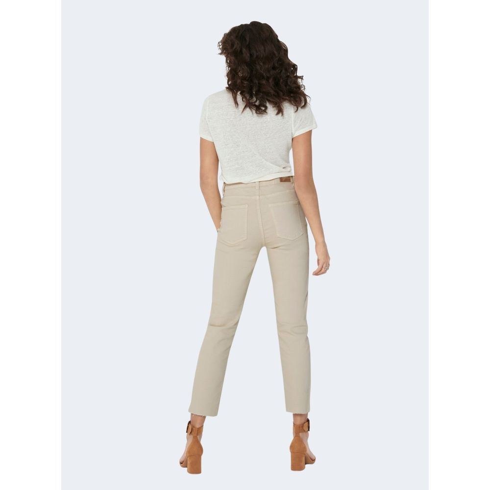 Only Beige Cotton Jeans &amp; Pant