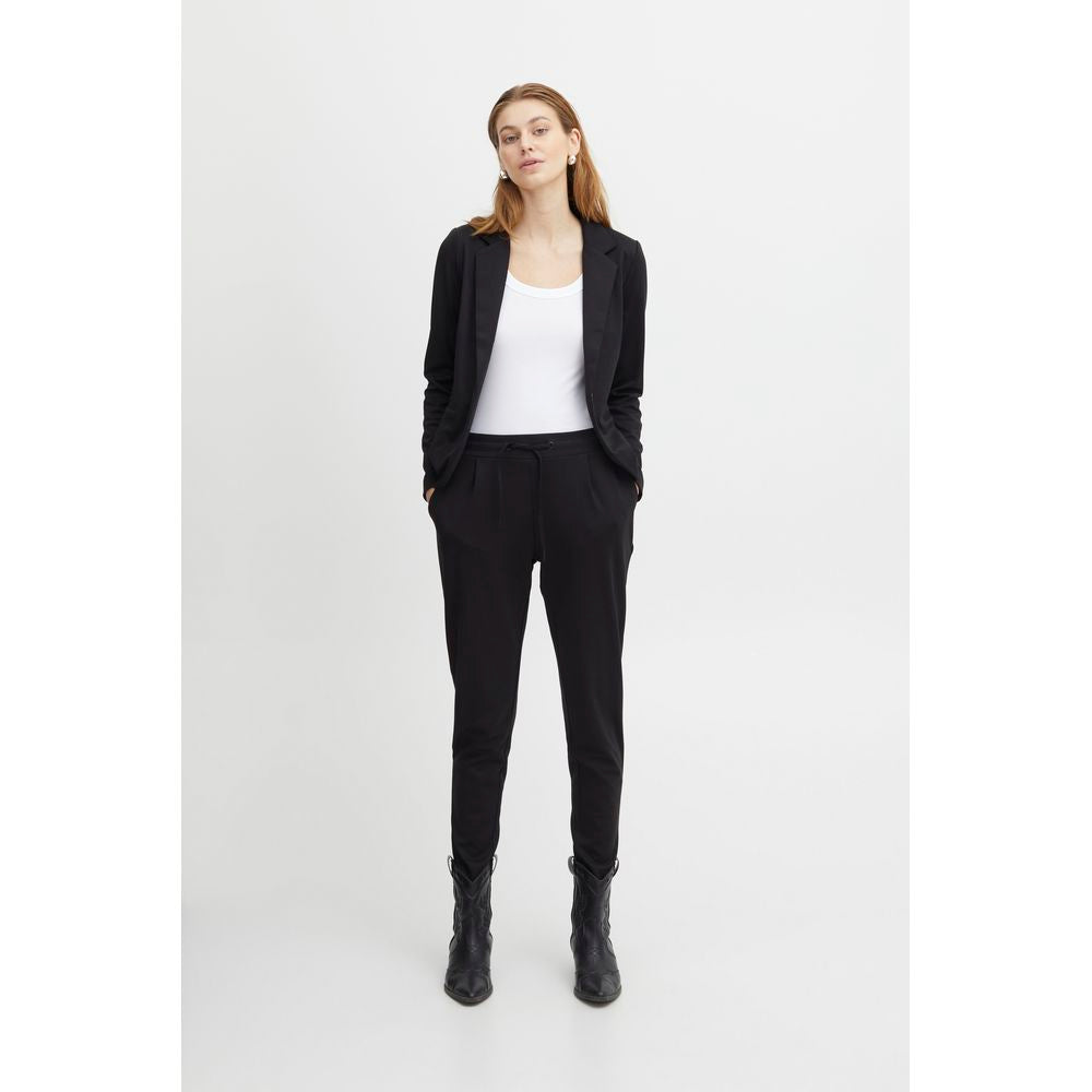 ICHI Black Polyester Jeans &amp; Pant