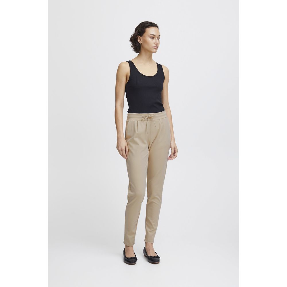 ICHI Beige Polyester Jeans &amp; Pant