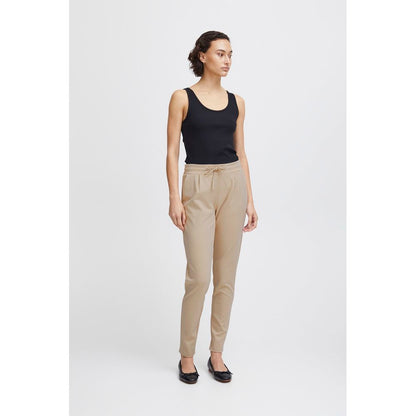 ICHI Beige Polyester Jeans &amp; Pant