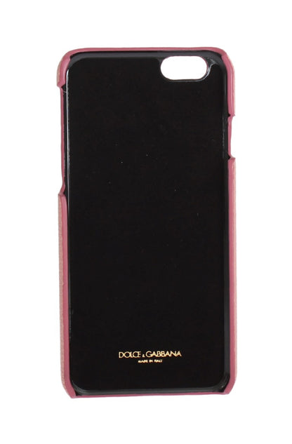 Dolce &amp; Gabbana Chic Pink Leather Heart-Embellished Phone Cover