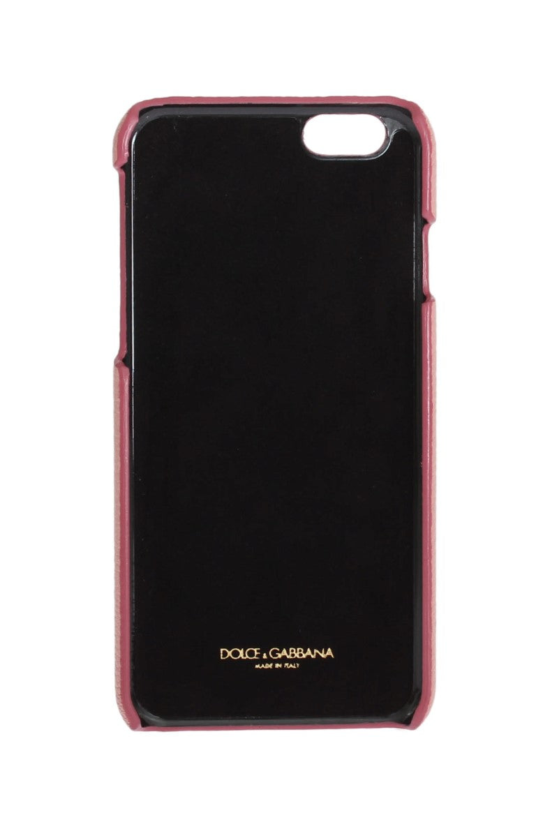 Dolce &amp; Gabbana Chic Pink Leather Crystal iPhone Case