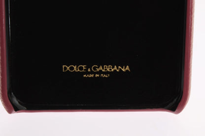 Dolce &amp; Gabbana Chic Pink Leather Crystal iPhone Case