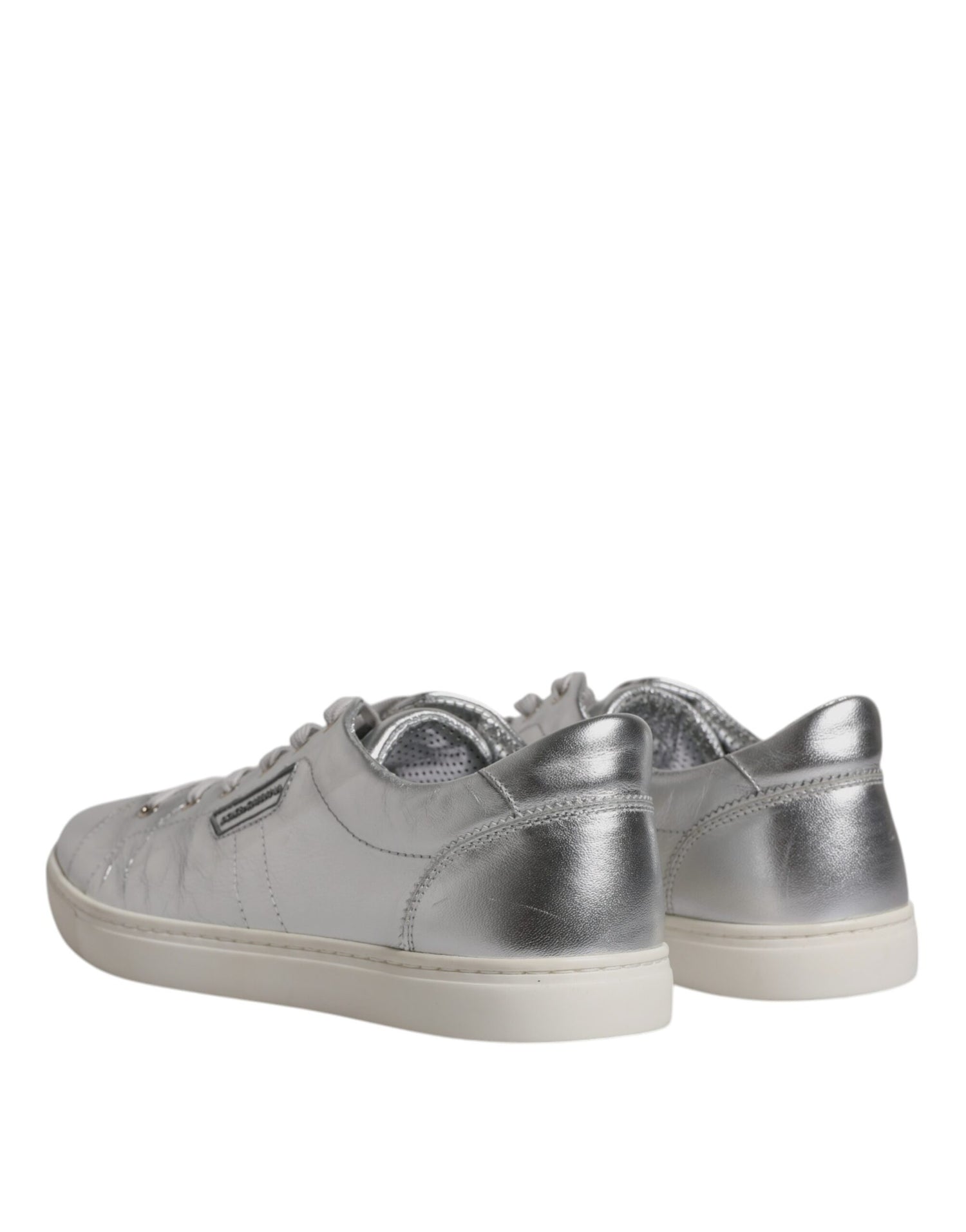 Dolce &amp; Gabbana Silver London Low Top Leather Sneakers Shoes