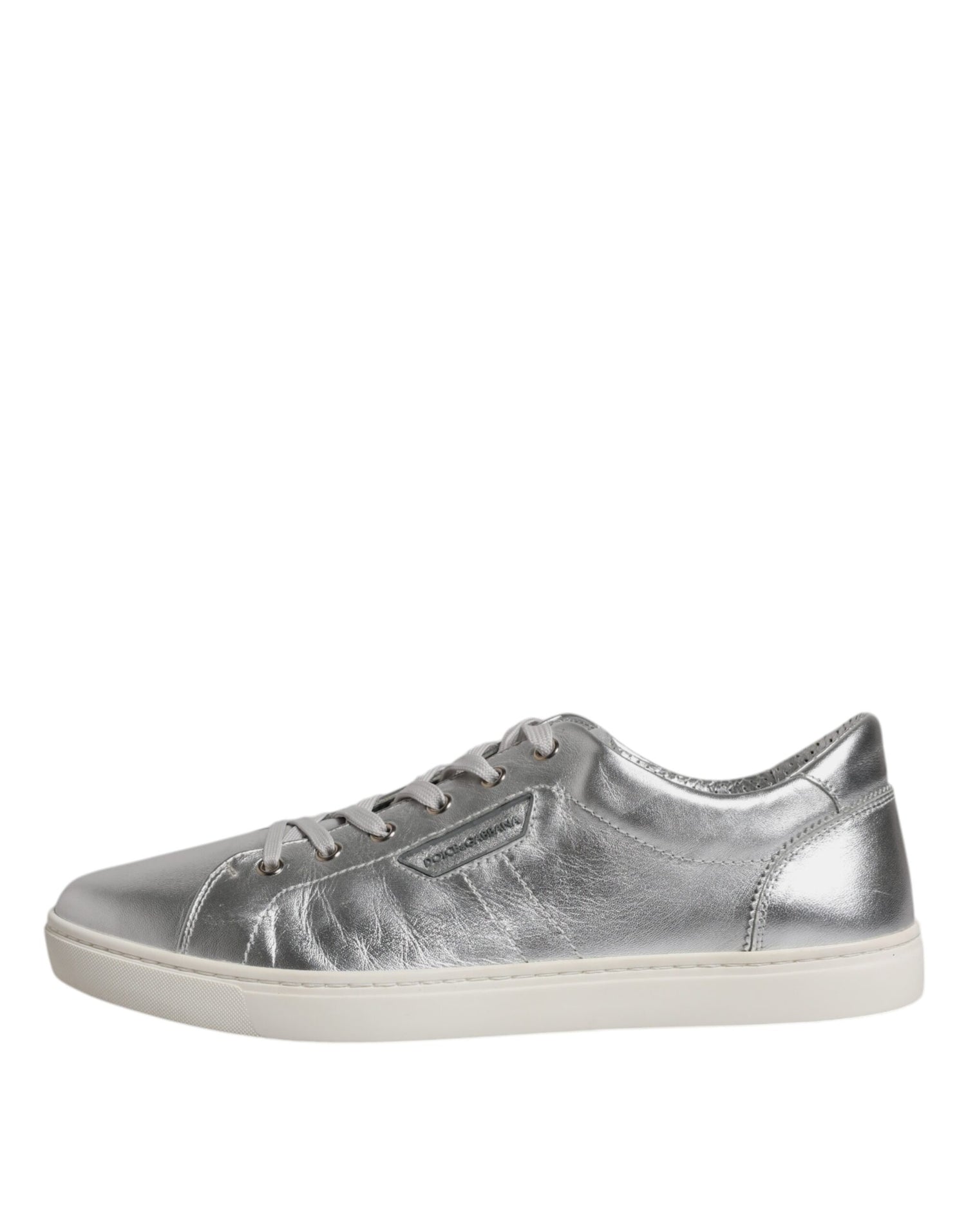 Dolce &amp; Gabbana Silver London Low Top Leather Sneakers Shoes