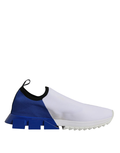 Dolce &amp; Gabbana White Blue Low Top Sorrento Men Sneaker Shoes