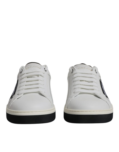 Dolce &amp; Gabbana White Leather Low Top Men Sneakers Shoes