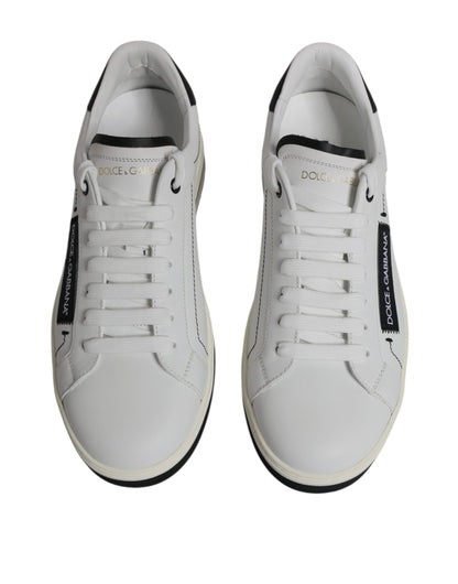 Dolce &amp; Gabbana White Leather Low Top Men Sneakers Shoes