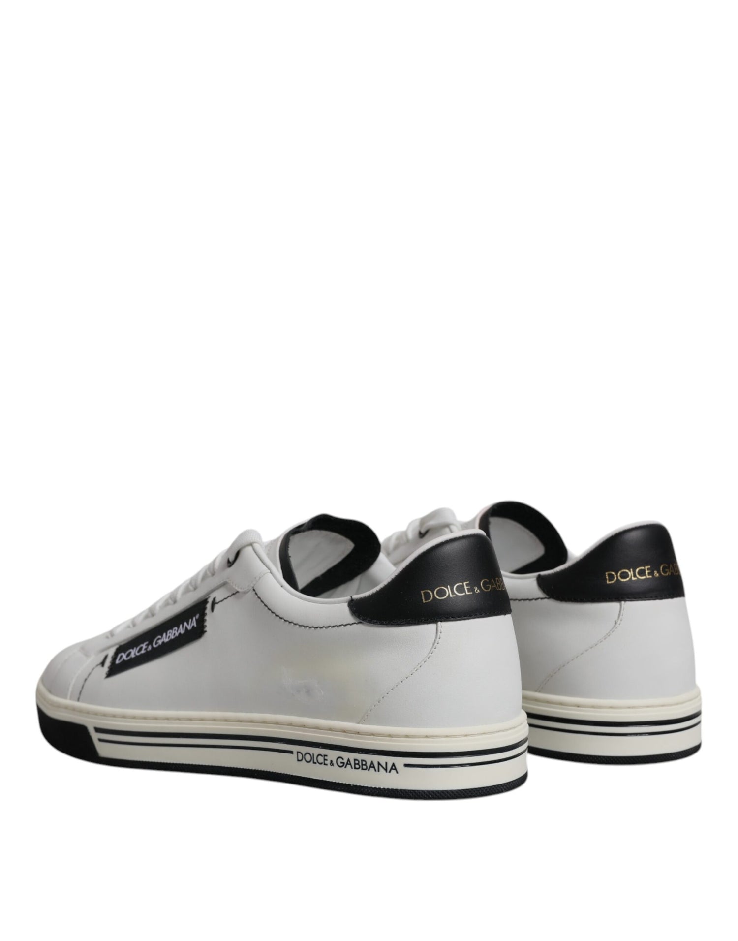 Dolce &amp; Gabbana White Leather Low Top Men Sneakers Shoes