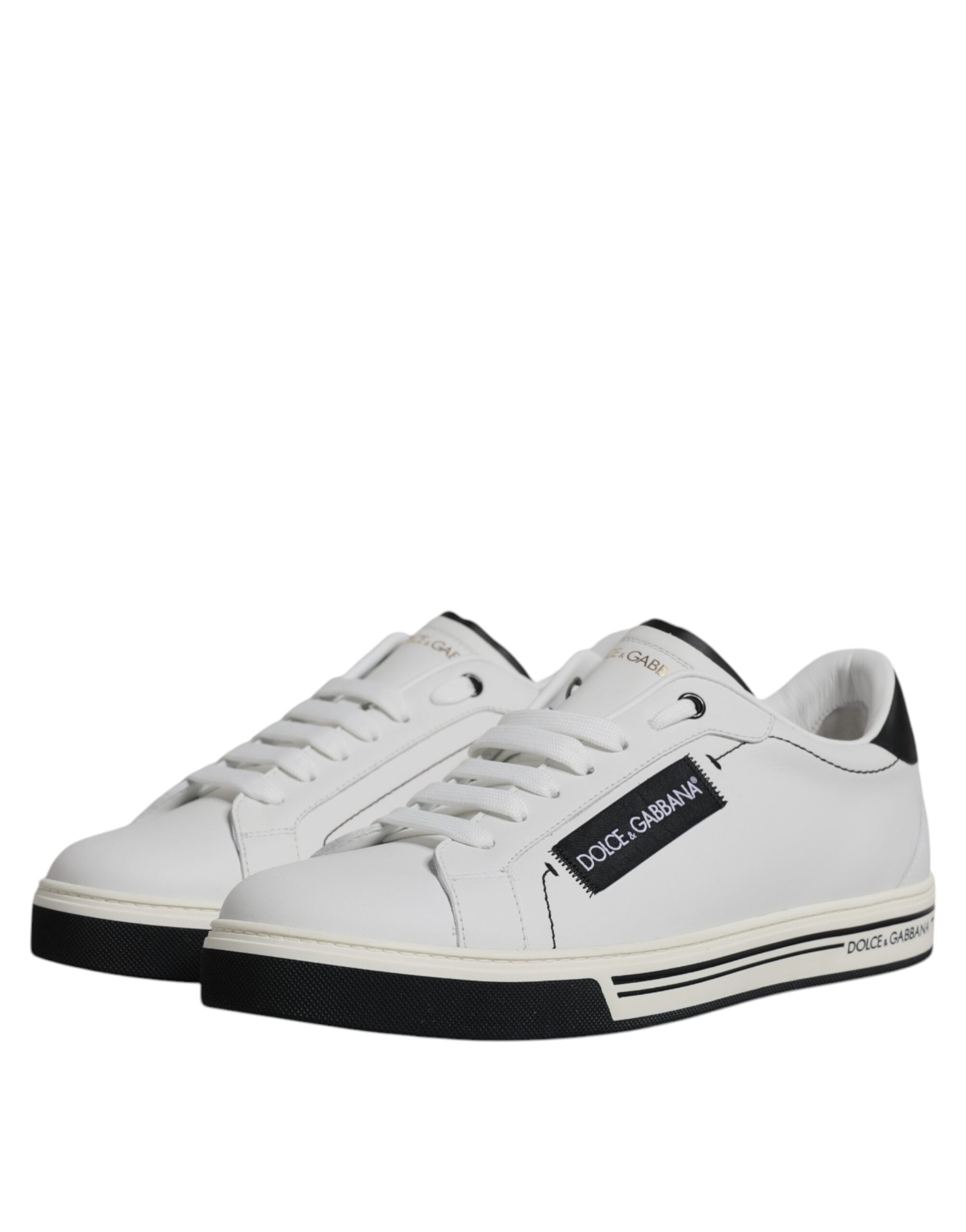 Dolce &amp; Gabbana White Leather Low Top Men Sneakers Shoes