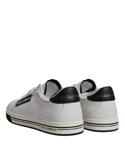 Dolce &amp; Gabbana White Leather Low Top Men Sneakers Shoes