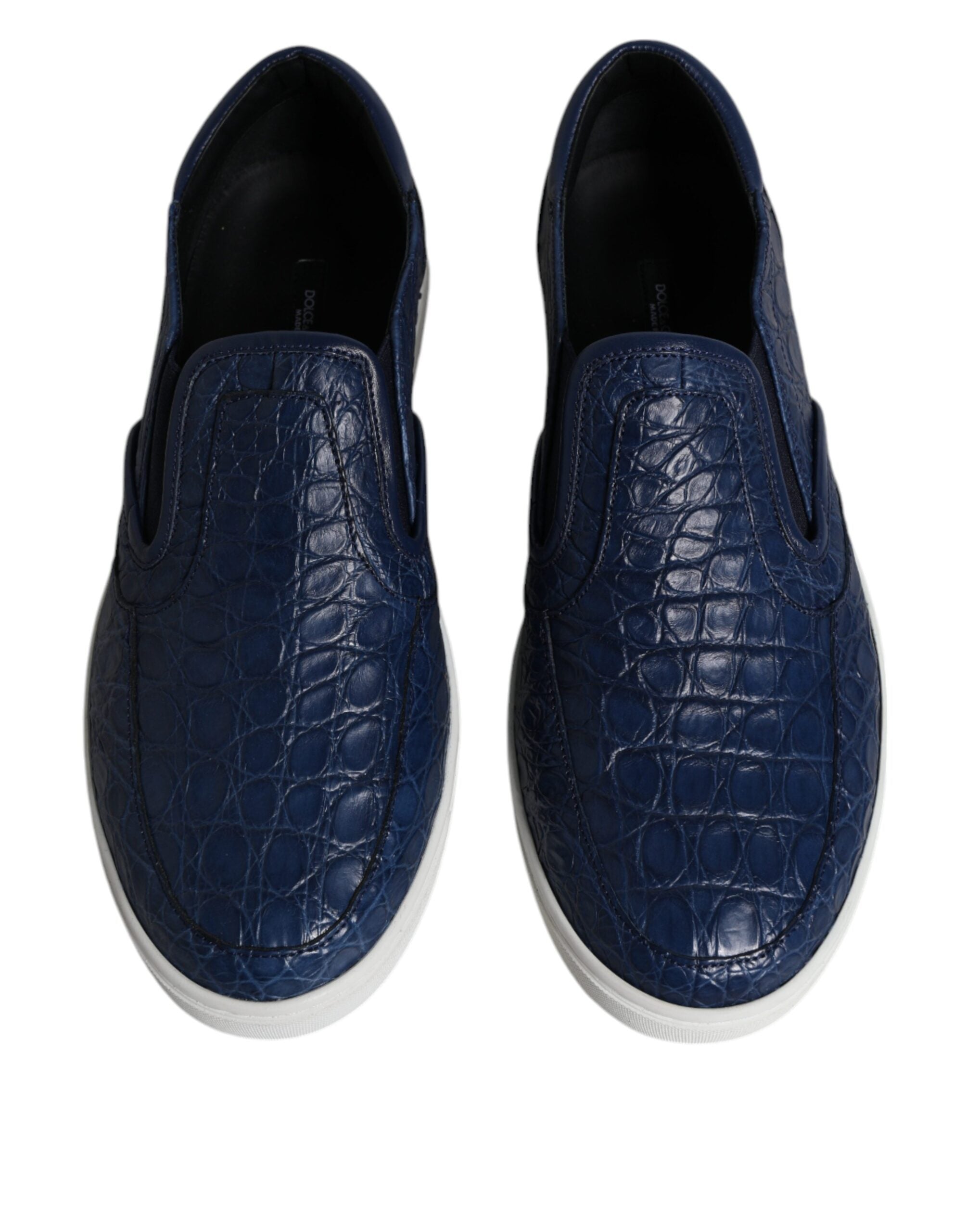 Dolce &amp; Gabbana Blue Croc Exotic Leather Men Sneakers Shoes