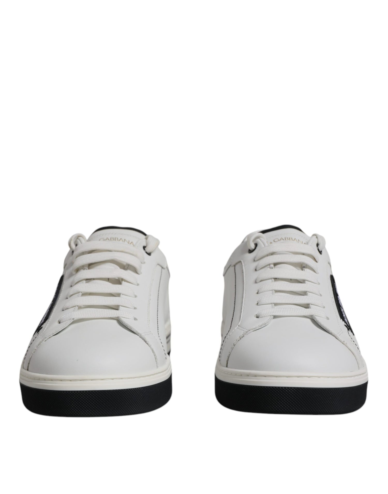 Dolce &amp; Gabbana White Leather Low Top Men Sneakers Shoes