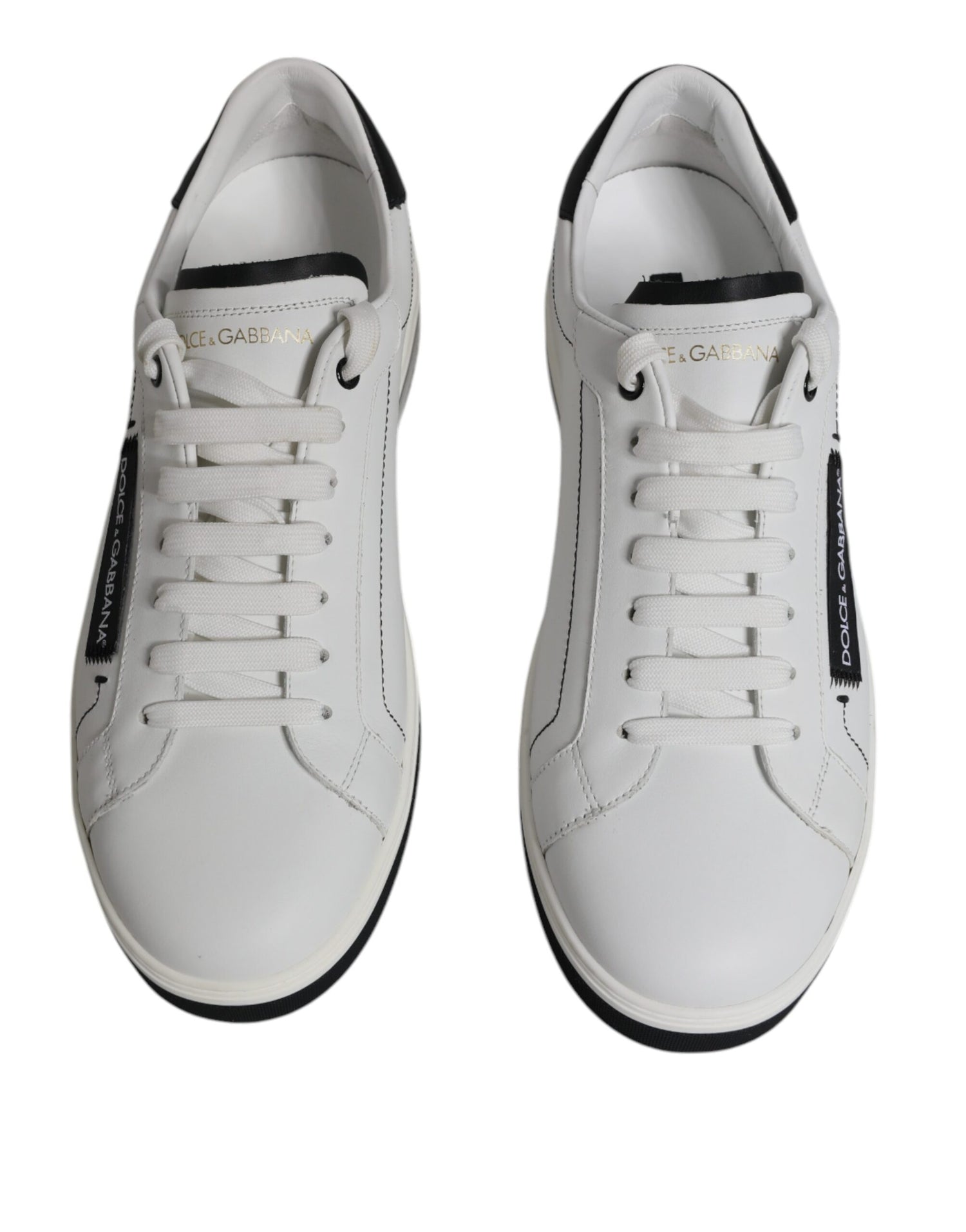 Dolce &amp; Gabbana White Leather Low Top Men Sneakers Shoes