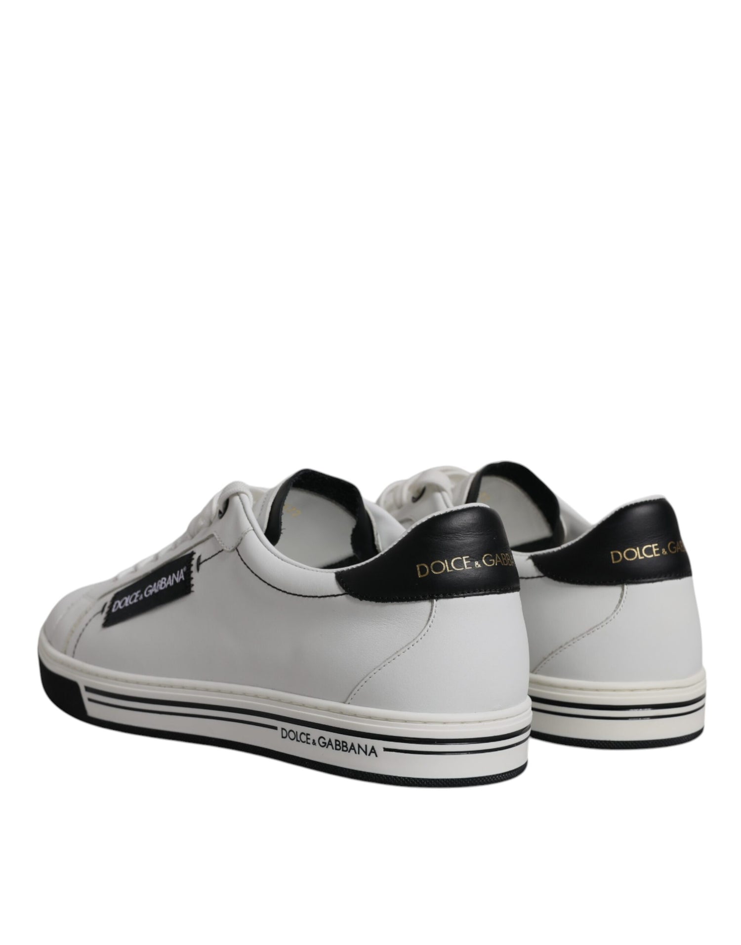 Dolce &amp; Gabbana White Leather Low Top Men Sneakers Shoes