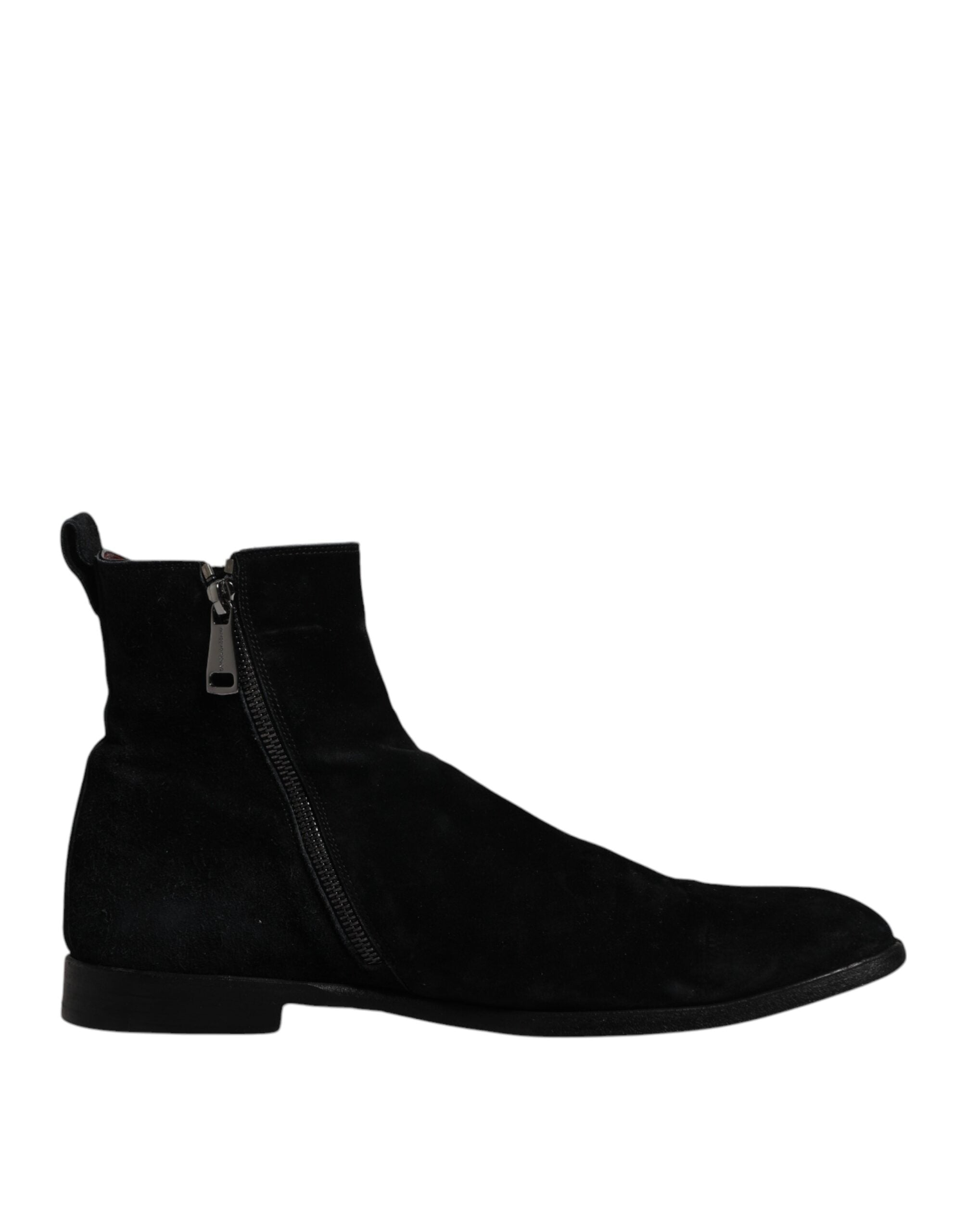 Dolce &amp; Gabbana Black Velvet Chelsea Ankle Boots Shoes